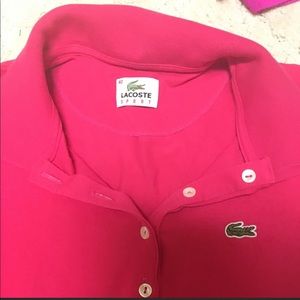 Lacoste bright pink button up shirt